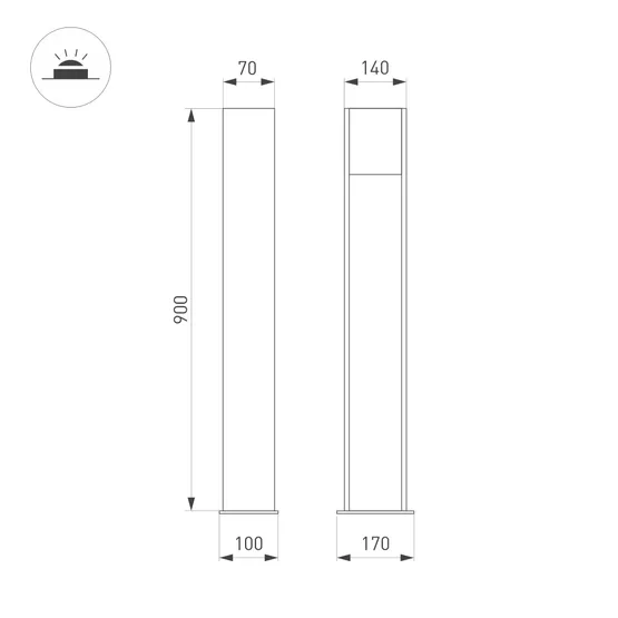 Фото #4 товара Светильник LGD-SEKVOYA-BOLL-H900-11W Warm3000 (BK, 120 deg, 230V) (Arlight, IP65 Металл, 3 года)