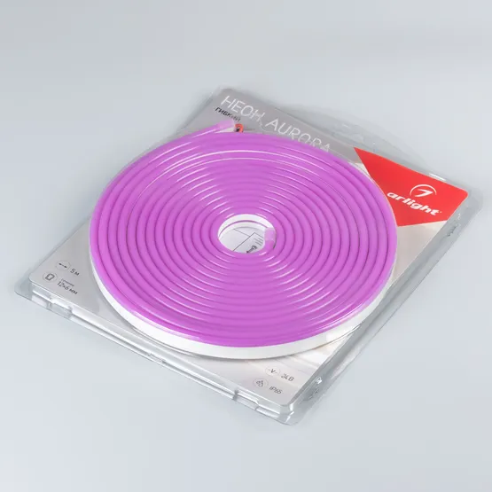 Фото #2 товара Светодиодная лента герметичная AURORA-PS-A120-12x6mm 24V Purple (10 W/m, IP65, 2835, 5m) (Arlight, Силикон)