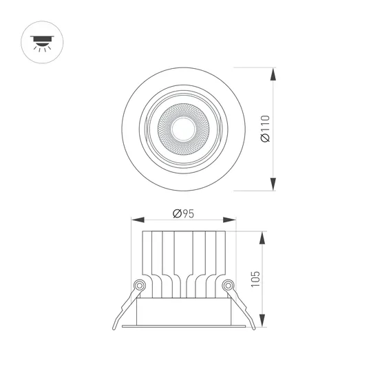 Фото #2 товара Светильник MS-VORTEX-BUILT-R110-20W Warm3000 (WH-WH, 40 deg, 230V) (Arlight, IP20 Металл, 5 лет)
