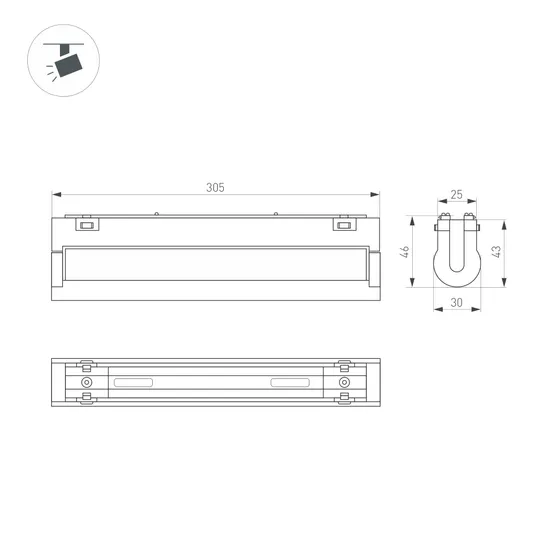 Фото #2 товара Светильник MAG-VIBE-FLAT-TURN-L305-12W Day4000 (BK, 110 deg, 48V, TUYA Zigbee) (Arlight, IP20 Металл, 5 лет)