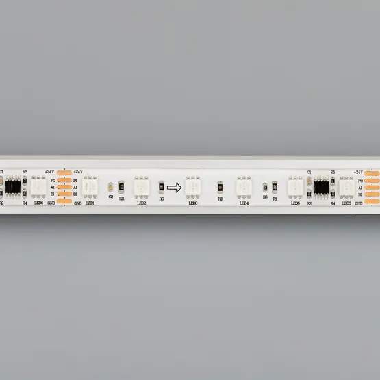 Фото #2 товара Светодиодная лента DMX-5000SE-5060-60 24V Cx6 RGB (12mm, 14.4W/m, IP65) (Arlight, Закрытый, IP65)