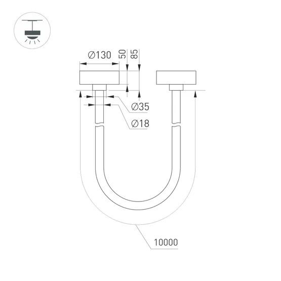 Фото #3 товара Светильник SP-TROPIC-SURFACE-R18-L10000-110W Warm3000 (GD, 360 deg, 230V) (Arlight, IP20 Пластик, 3 года)