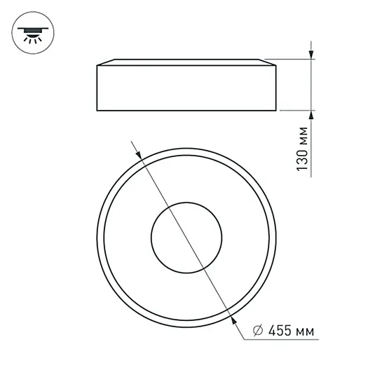 Фото #5 товара Светильник SP-TOR-RING-SURFACE-R460-33W Warm3000 (WH, 120 deg) (Arlight, IP20 Металл, 3 года)