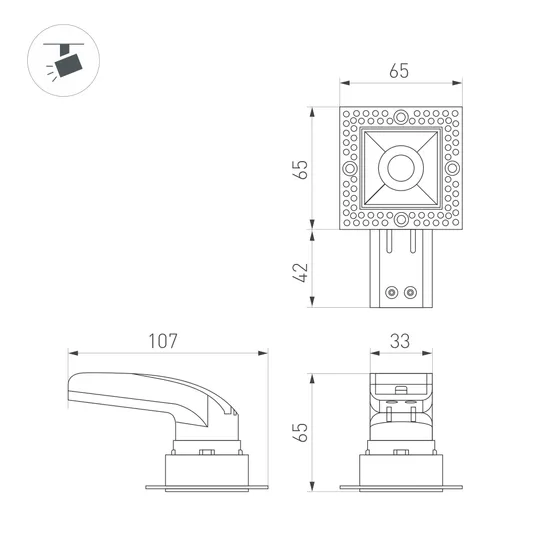 Фото #3 товара Светильник MS-RIALTO-TRIMLESS-S40x40-9W Warm3000 (WH, 36deg, 230V) (Arlight, IP20 Металл, 5 лет)